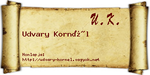 Udvary Kornél névjegykártya